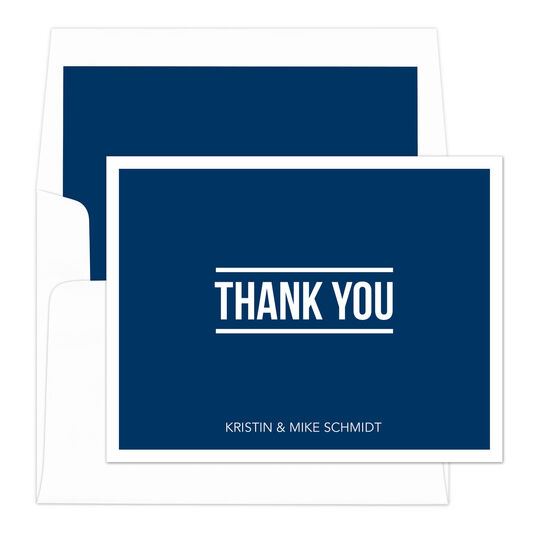 Navy Bold Thank You Folded Note Cards